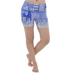 City Architecture Building Skyline Lightweight Velour Yoga Shorts by Pakrebo