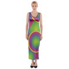 Background Colourful Circles Fitted Maxi Dress by HermanTelo