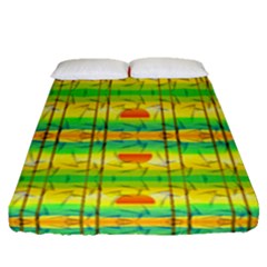 Birds Beach Sun Abstract Pattern Fitted Sheet (queen Size) by HermanTelo