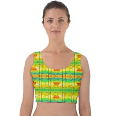 Birds Beach Sun Abstract Pattern Velvet Crop Top by HermanTelo