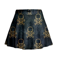 Golden Glitter Skeleton Gothic Mini Flare Skirt by HermanTelo