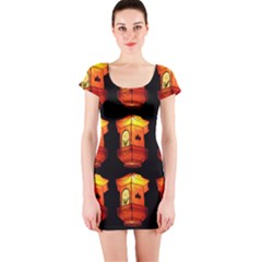 Paper Lantern Chinese Celebration Short Sleeve Bodycon Dress by HermanTelo