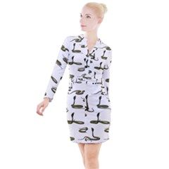 Snake Cobra Reptile Poisonous Button Long Sleeve Dress by HermanTelo