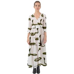 Snake Cobra Reptile Poisonous Button Up Boho Maxi Dress by HermanTelo