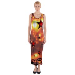 Star Radio Light Effects Magic Fitted Maxi Dress by HermanTelo