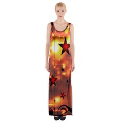 Star Radio Light Effects Magic Maxi Thigh Split Dress by HermanTelo