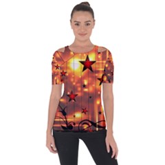 Star Radio Light Effects Magic Shoulder Cut Out Short Sleeve Top by HermanTelo