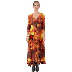 Star Radio Light Effects Magic Button Up Boho Maxi Dress by HermanTelo