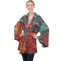 Abstract Art Pattern Velvet Kimono Robe by HermanTelo