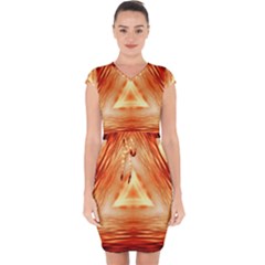 Abstract Orange Triangle Capsleeve Drawstring Dress  by HermanTelo