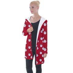 Lazy Bat One Red Pattern Longline Hooded Cardigan by snowwhitegirl