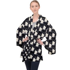 Beanie Boy Pattern Velvet Kimono Robe by snowwhitegirl