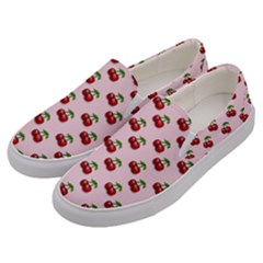 Retro Pink Cherries Men s Canvas Slip Ons by snowwhitegirl