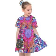 Red Flower Abstract  Kids  Sailor Dress by okhismakingart