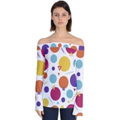 Background Polka Dot Off Shoulder Long Sleeve Top by HermanTelo