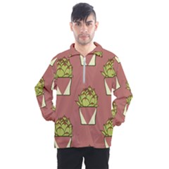 Cactus Pattern Background Texture Men s Half Zip Pullover by HermanTelo