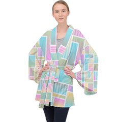 Color Blocks Abstract Background Velvet Kimono Robe by HermanTelo