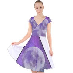 Form Triangle Moon Space Cap Sleeve Front Wrap Midi Dress by HermanTelo