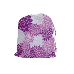 Floral Purple Drawstring Pouch (large) by HermanTelo