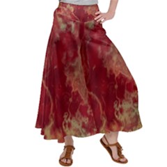 Marble Red Yellow Background Satin Palazzo Pants by HermanTelo