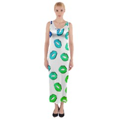 Kiss Mouth Lips Colors Fitted Maxi Dress by HermanTelo