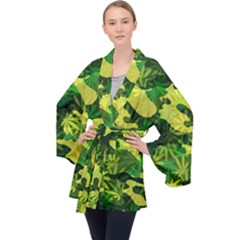 Marijuana Camouflage Cannabis Drug Velvet Kimono Robe by HermanTelo