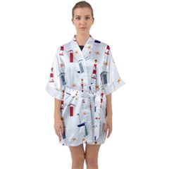 Nautical Sea Quarter Sleeve Kimono Robe by HermanTelo