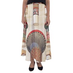 Egyptian Architecture Column Flared Maxi Skirt by Sapixe