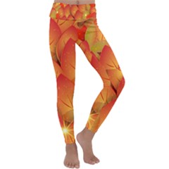 Pattern Texture Leaf Kids  Lightweight Velour Classic Yoga Leggings by HermanTelo