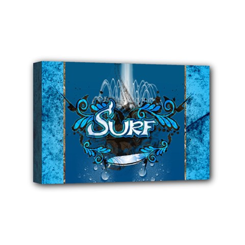 Sport, Surfboard With Water Drops Mini Canvas 6  X 4  (stretched) by FantasyWorld7