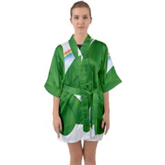 Shamrock Clover Saint Patrick Leaves Quarter Sleeve Kimono Robe by HermanTelo