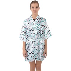 Seamless Texture Fill Polka Dots Quarter Sleeve Kimono Robe by HermanTelo