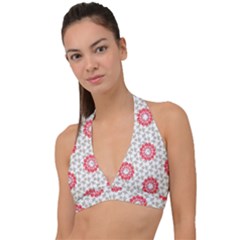 Stamping Pattern Red Halter Plunge Bikini Top by HermanTelo