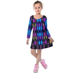 Raining Roses And Lotus Flowers Kids  Long Sleeve Velvet Dress by pepitasart