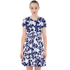 Navy & White Floral Design Adorable In Chiffon Dress by WensdaiAmbrose