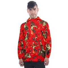 Columbus Commons Red Tulips Men s Front Pocket Pullover Windbreaker by Riverwoman