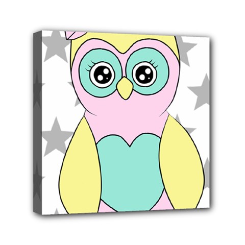 Sowa Child Owls Animals Mini Canvas 6  X 6  (stretched) by Sapixe