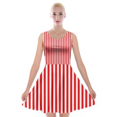 Diamond Red Red White Stripe Skinny Velvet Skater Dress by thomaslake