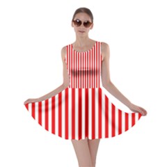 Diamond Red Red White Stripe Skinny Skater Dress by thomaslake