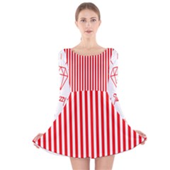 Diamond Red Red White Stripe Skinny Long Sleeve Velvet Skater Dress by thomaslake