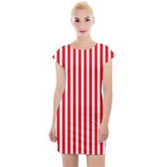 Diamond Red Red White Stripe Skinny Cap Sleeve Bodycon Dress by thomaslake