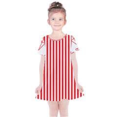 Diamond Red Red White Stripe Skinny Kids  Simple Cotton Dress by thomaslake