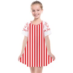 Diamond Red Red White Stripe Skinny Kids  Smock Dress by thomaslake