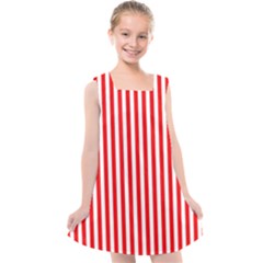 Diamond Red Red White Stripe Skinny Kids  Cross Back Dress by thomaslake