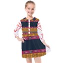 Diamond Red Black Pink Orange African Print Kids  Quarter Sleeve Shirt Dress View1