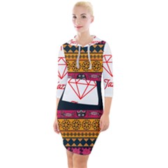 Diamond Red Black Pink Orange African Print Quarter Sleeve Hood Bodycon Dress by thomaslake