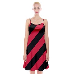 Red Black Stripes Spaghetti Strap Velvet Dress by thomaslake