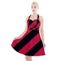 Red Black Stripes Halter Party Swing Dress  View1