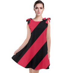 Red Black Stripes Tie Up Tunic Dress by thomaslake