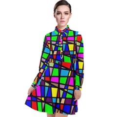 Mosaic Long Sleeve Chiffon Shirt Dress by thomaslake